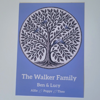 Personalised Bluebird Family Tree Print